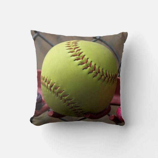 Coussin Boule jaune de champ de base-ball (Recto)