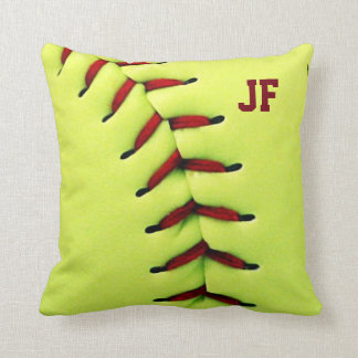 Coussin Boule jaune personnalisée du base-ball
