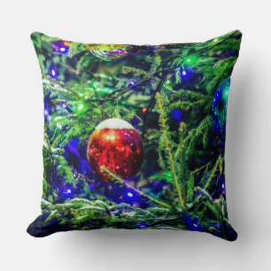 Coussin Boule rouge arbre de Noël vert