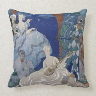 Coussin Boule sous la lune bleue, illustration pour des