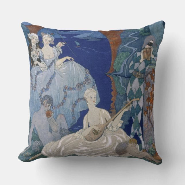 Coussin Boule sous la lune bleue, illustration pour des (Recto)