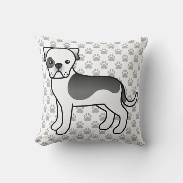 Coussin Bouledogue américain noir piebal et pattes grises (Recto)