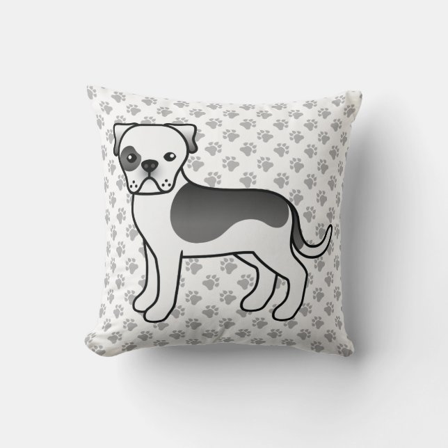 Coussin Bouledogue américain pie noir mignon chien de dess (Recto)