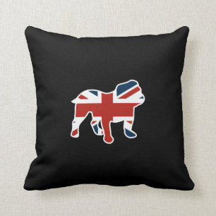 Coussin Bouledogue anglais dans le drapeau d'Union Jack