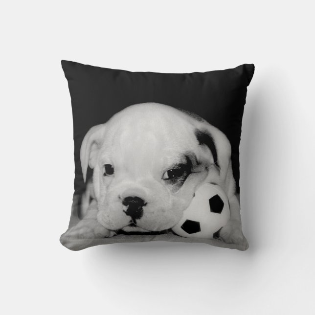 Coussin Bouledogue anglais "de chiot du football" (Recto)