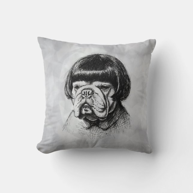 Coussin Bouledogue avec une perruque (style 1) Beaux-Arts (Recto)