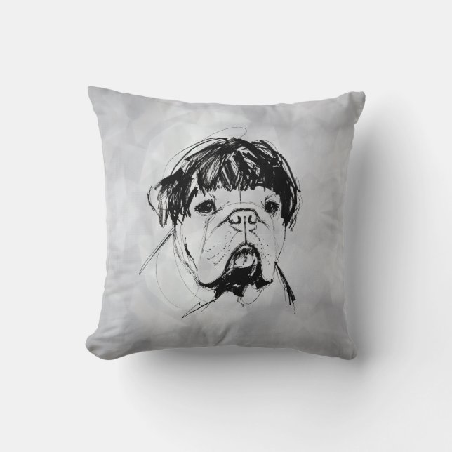 Coussin Bouledogue avec une perruque (style 2) Beaux-arts (Recto)