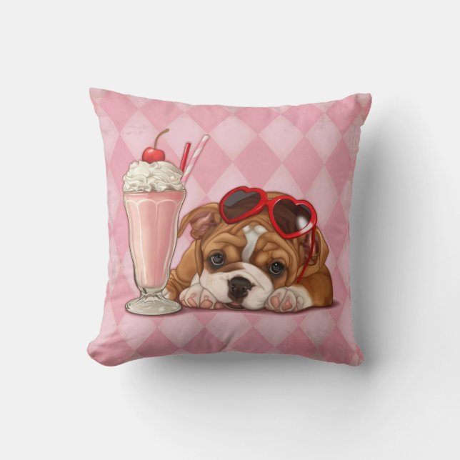 Coussin Bouledogue et milkshake anglais (Recto)