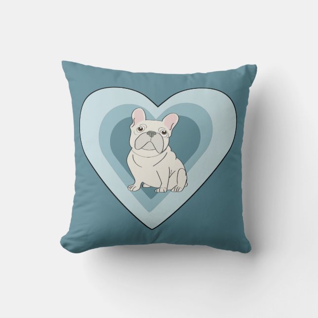 Coussin Bouledogue français blanc (Recto)