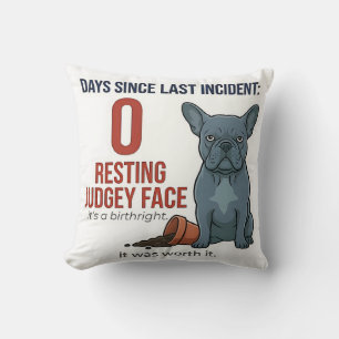 Coussin Bouledogue Français Bleu Décor Drôle Frenchie