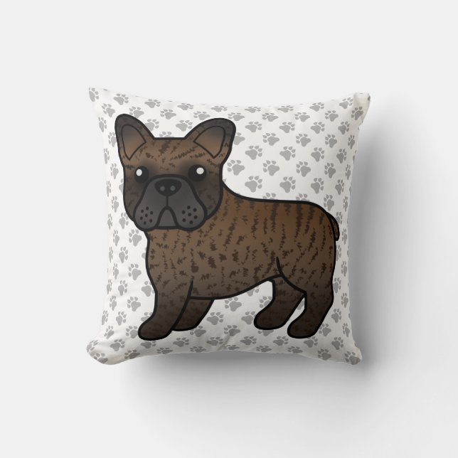 Coussin Bouledogue français bringé Chien de dessin animé m (Recto)