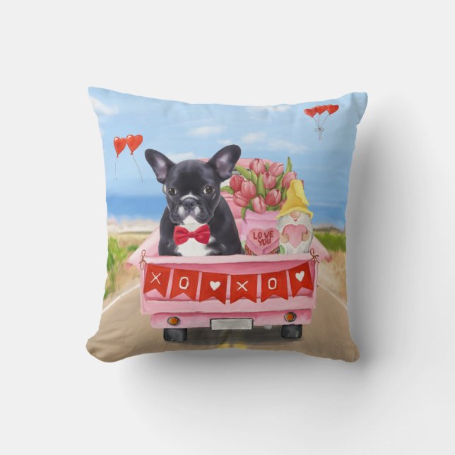 Coussin Bouledogue français camion de la Saint-Valentin  (Recto)