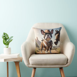 Coussin Bouledogue français chapeau de cowboy French Bulld