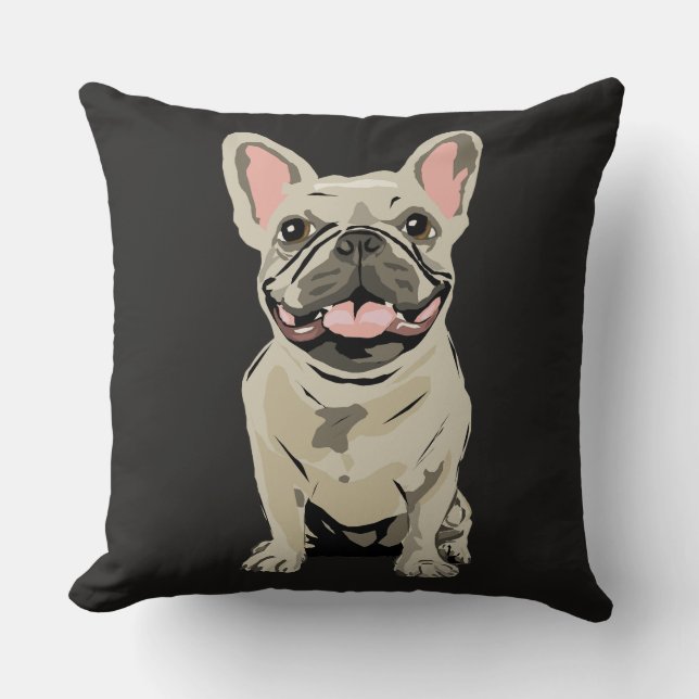 Coussin Bouledogue français crème (Recto)