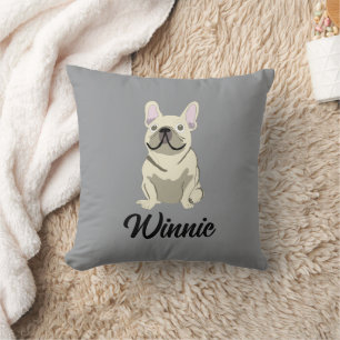 Coussin Bouledogue français crème