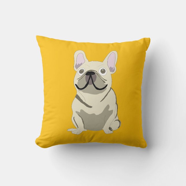 Coussin Bouledogue Français Crème (Recto)