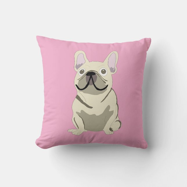 Coussin Bouledogue Français crème (Recto)