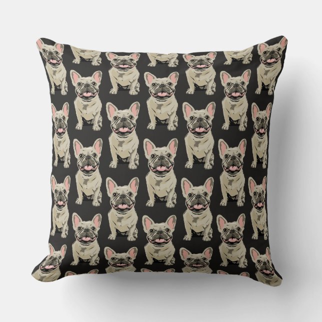 Coussin Bouledogue français crème (Recto)