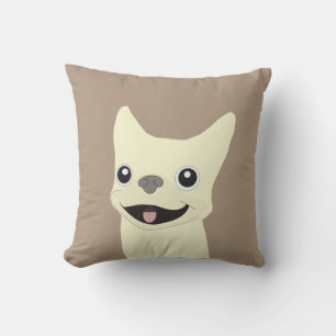Coussin Bouledogue Français Crème, Taupe Chaud