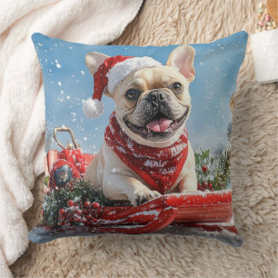 Coussin Bouledogue français en traîneau Laissez tomber la 