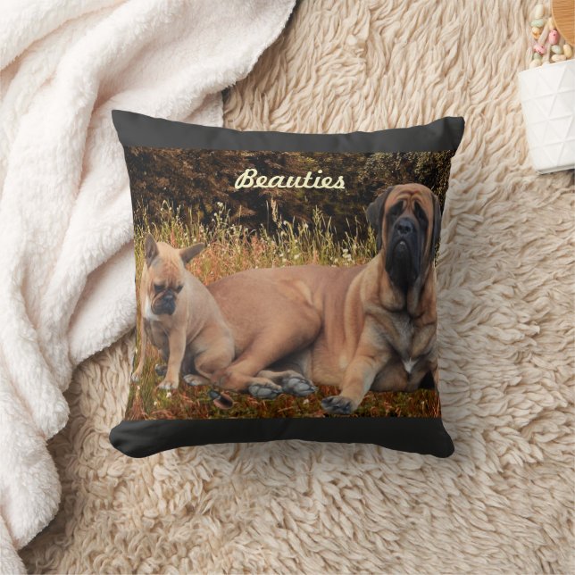 Coussin Bouledogue français et Mastiff amis (Couverture)