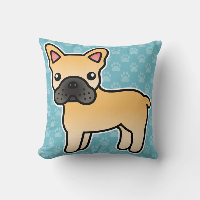 Coussin Bouledogue français fauve de dessin animé (Recto)