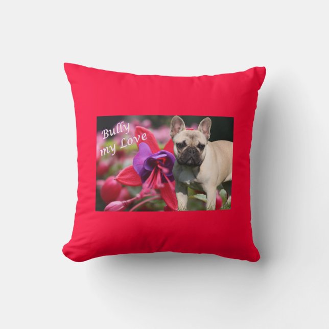Coussin Bouledogue français Fleurs Bouledogue français (Recto)