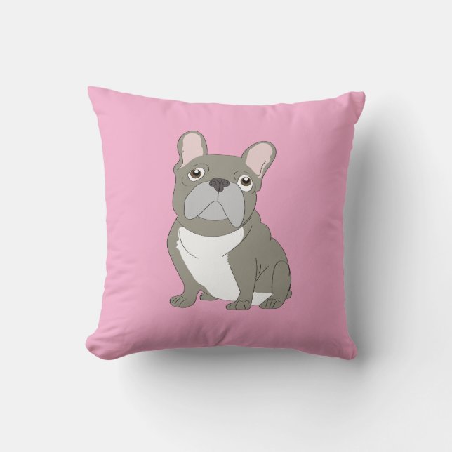 Coussin Bouledogue Français Gris (Recto)