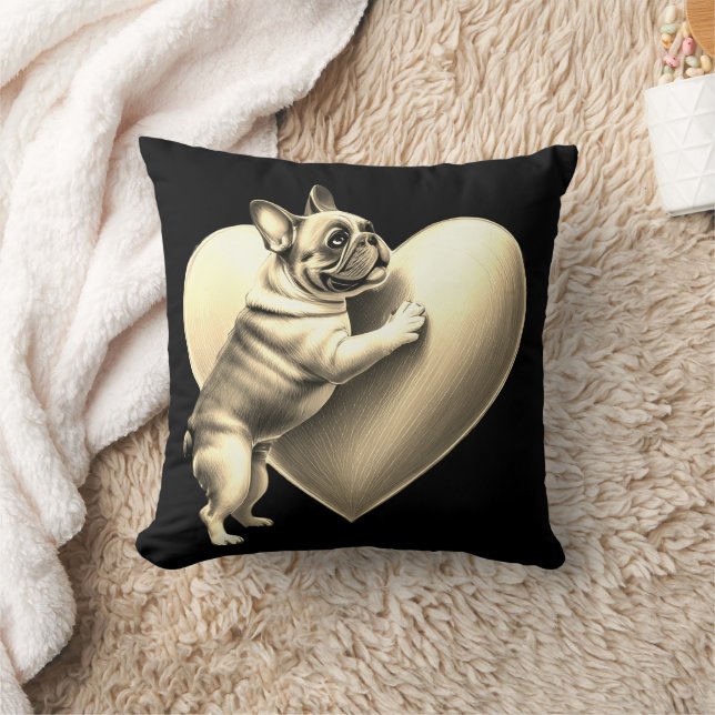 Coussin Bouledogue français je t'aime Saint-Valentin (Couverture)