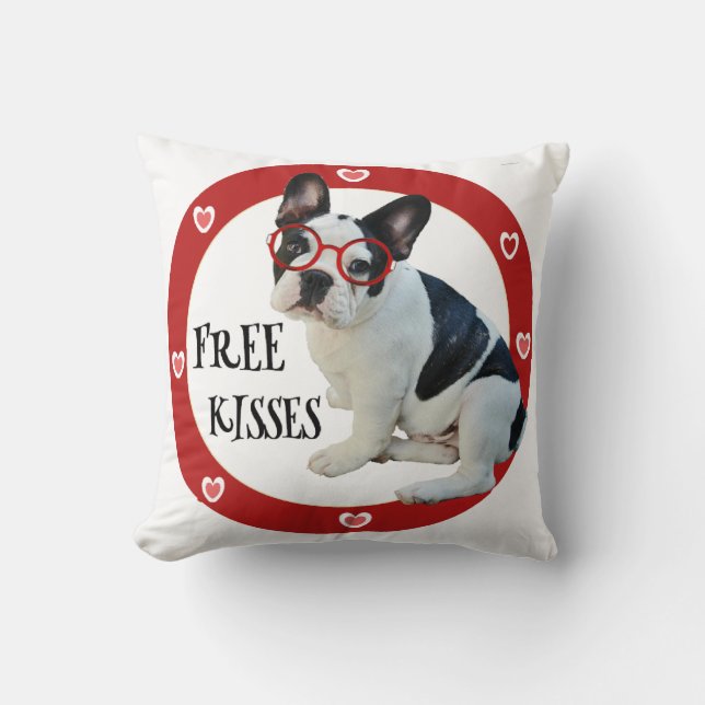 Coussin Bouledogue français - les verres rouges, libèrent (Recto)
