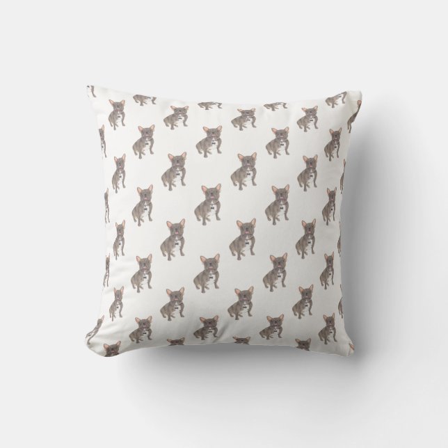 Coussin Bouledogue français (Lilas argenté gris bleu choco (Recto)