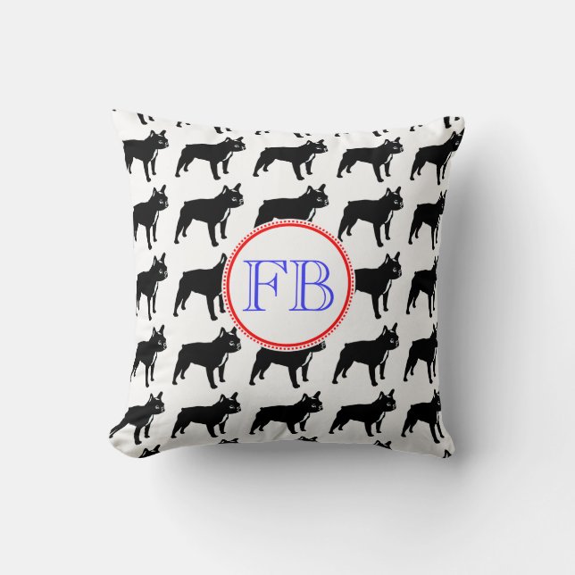 Coussin Bouledogue français monogramme (Recto)