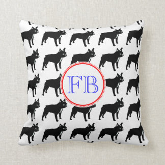 Coussin Bouledogue français monogramme