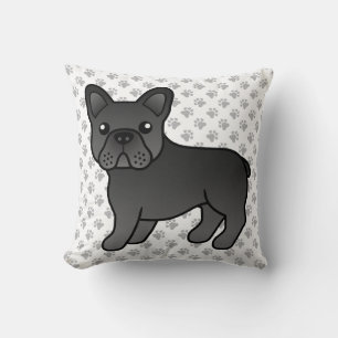 Coussin Bouledogue français noir Chien de dessin animé mig