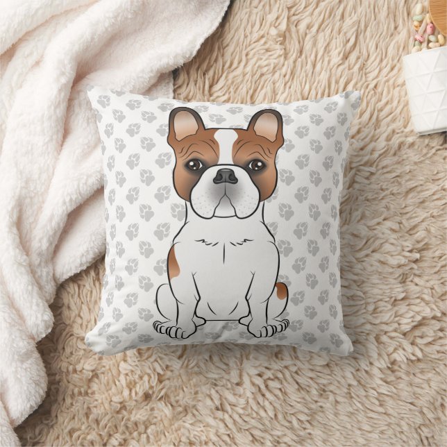 Coussin Bouledogue français pie rouge mignon chien de dess (Couverture)