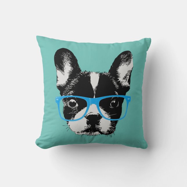 Coussin Bouledogue français ringard de hippie (Recto)