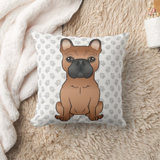Coussin Bouledogue français rouge / Frenchie dessin animé  (Couverture)