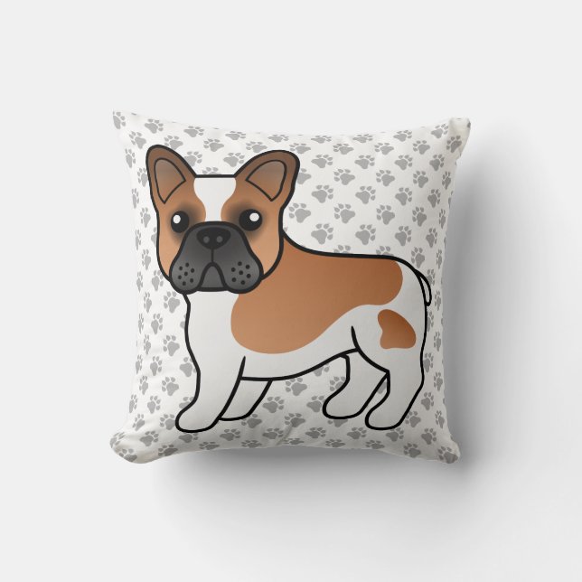 Coussin Bouledogue Français Rouge Piebald Chien de Dessin  (Recto)