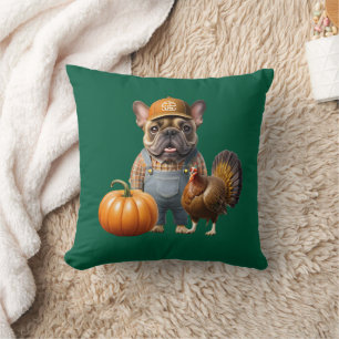 Coussin Bouledogue français Thanksgiving French Bulldog