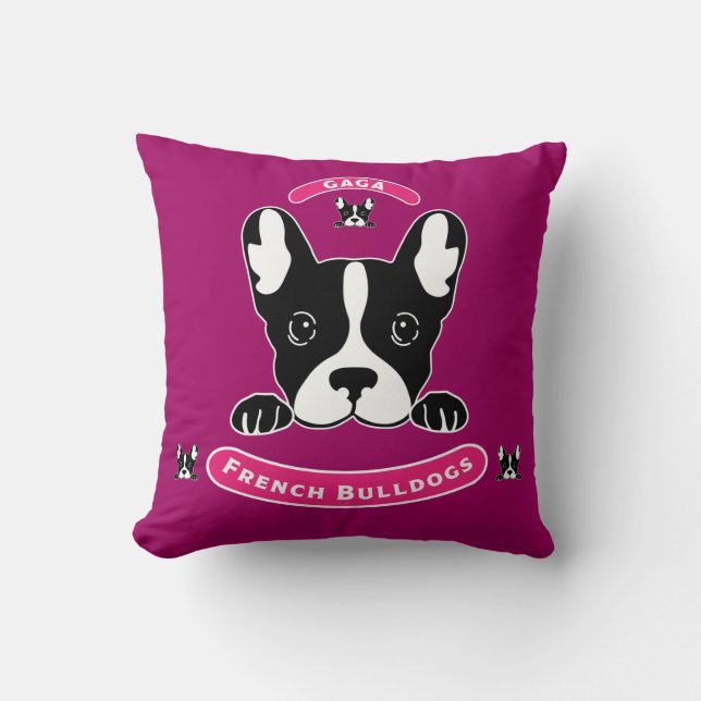 Coussin Bouledogues Français - Petits Chiens Coupés (Recto)