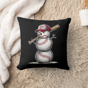 Coussin Boules de bonhomme de neige de baseball Neige Noël