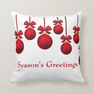 Coussin Boules rouges de Noël de Noël avec le ruban