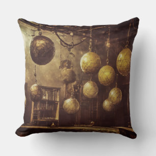 Coussin Boules volantes, dans un laboratoire steampunk