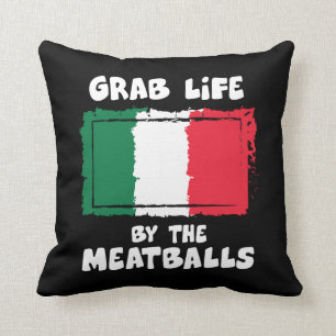 Coussin Boulette de viande italienne drôle Italie Flag1