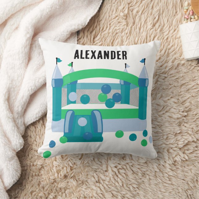 Coussin Bounce House Jumping Castle Ball Cute Motif bleu (Couverture)