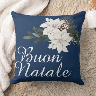 Coussin Bouon Natale Italie Noël Floral sur bleu marine