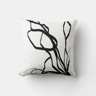 Coussin Bouquet Blanc : Abstrait blanc & noir