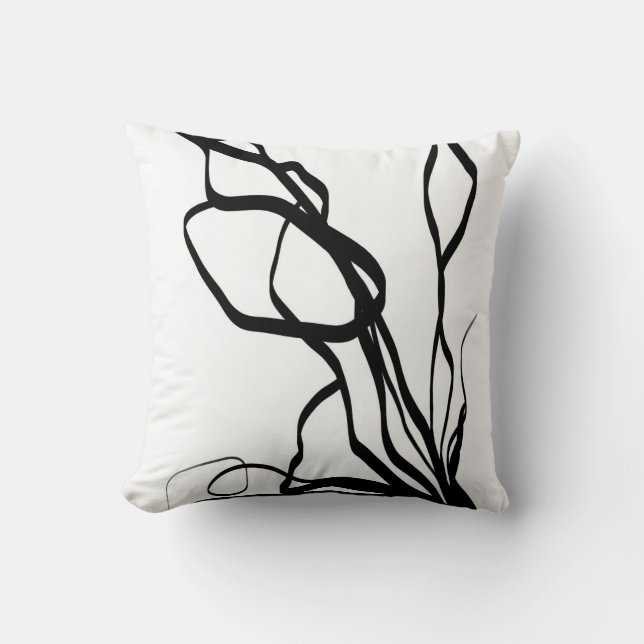 Coussin Bouquet Blanc : Abstrait blanc & noir (Recto)