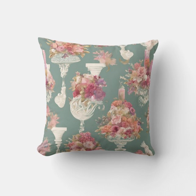 Coussin Bouquet Bleu Vintage (Recto)
