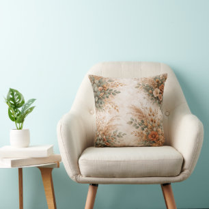 Coussin Bouquet Bohème d'Automne en Terre Cuite et Sauge